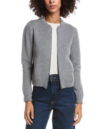 Fort&eacute; Cashmere Zip Bomber Cardi