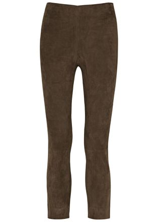 Vince Split-cuff Suede Trousers - Brown - L (UK14 / L)