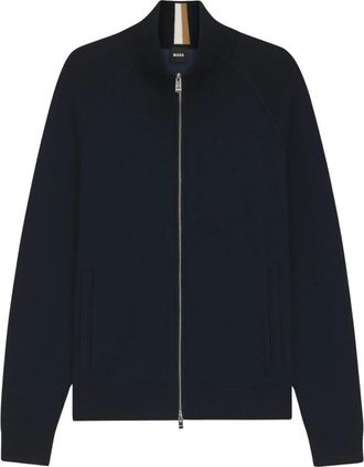HUGO BOSS Double-Zip Vest - Heren - Vesten met rits - Blauw - S - Katoen - Hoodies & sweatvesten