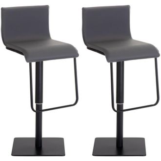 Clp Clp - Lote De 2 Taburetes De Bar Limon Con Revestimiento De Polipiel Gris Negro
