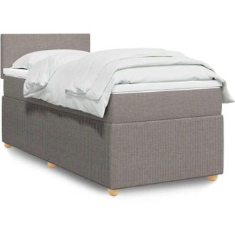 vidaXL Cama Box Spring Con Colch&oacute;n Tela Gris Taupe 90x200 Cm Vidaxl