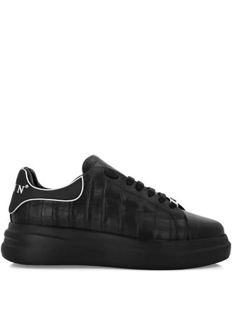 Philipp Plein crocodile-effect platform sneakers - unisex - Synthetic Rubber/Calf Leather/Calf Leather - 36 - Black