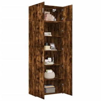 Berkfield Home Storage Cabinet Smoked Oak 80x42.5x225 cm Engineered Wood in Brown