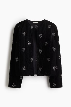 H&M Bestickte Samtjacke - Schwarz