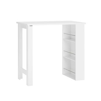 SoBuy Mesa alta de bar con 3 estantes mdf blanco