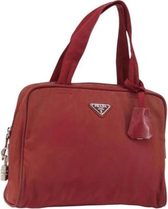 Prada Pre-owned Handbags, female, Red, Size: ONE SIZE Pre-owned Nylon Handbag