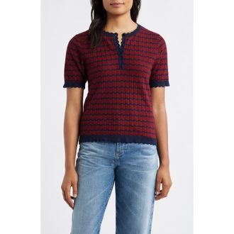 Wit & Wisdom Stripe Knit Top in Fired Brick/Navy at Nordstrom, Size X-Large