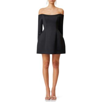 Elliatt Vida Off The Shoulder Long Sleeve Cocktail Minidress in Black at Nordstrom Rack, Size Small