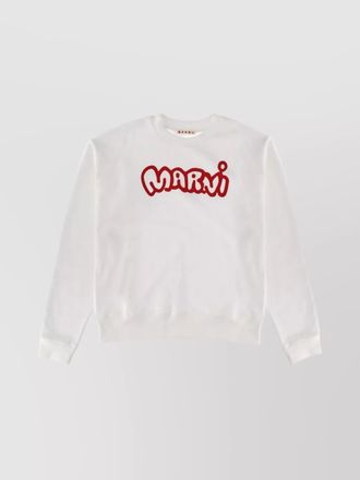 Marni ribbed hem long sleeve crew neck sweater