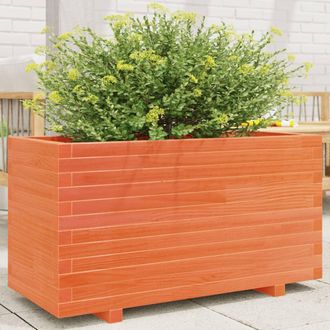 vidaXL Jardinera Madera Maciza De Pino Marr&oacute;n Cera 90x40x49,5 Cm Vidaxl