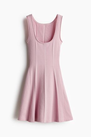 H&M Geripptes, ausgestelltes Kleid - Pink
