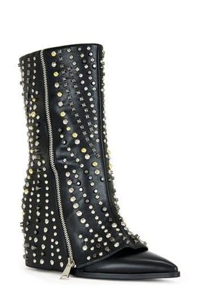 Azalea Wang Hematine Studded Wedge Bootie in Black at Nordstrom Rack, Size 11