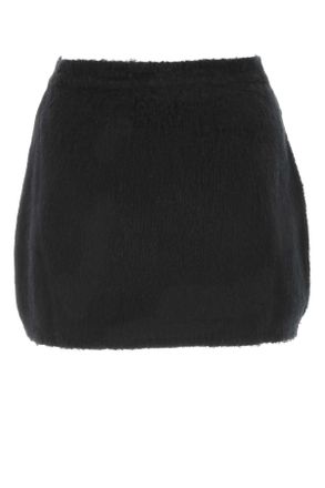 Miu Miu Womens Black Stretch Wool Blend Mini Skirt Eapawv Gonne