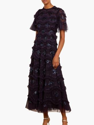 Needle & Thread Daisy Wave Ankle Gown in Midnight at Nordstrom, Size 14