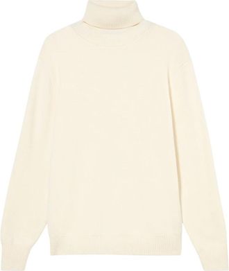 Brooks Brothers Merino Wol Trui met Col - Heren - Coltruien - Beige - XL - Wol - Truien & Vesten