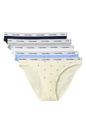 Calvin Klein Assorted 5-Pack Logo Bikinis in Shoreline/blue /g H/pear/W at Nordstrom, Size X-Large
