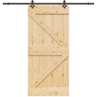 vidaXL Vidaxl - Puerta Corredera Con Herrajes Madera Maciza De Pino 100x210 Cm