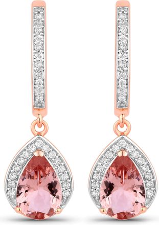 Diana M. Jewels Morganite Pears 9x6mm - 2Pcs + White Diamond F/C Round 1mm ( I1/HI Color ) - 42Pcs ( White Pen Rhodium ) ( Staright Post )