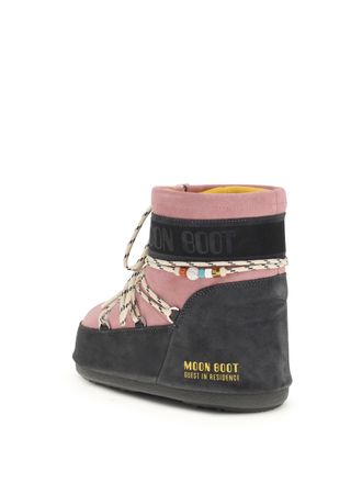 Moon Boot Womens Boots Icon Low Suede Grey-Rose Calf Leather (bos Taurus) Grey/rose