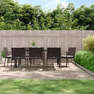 vidaXL Juego Comedor Jard&iacute;n 9 Piezas Y Cojines Rat&aacute;n Sint&eacute;tico Y Acero Vidaxl