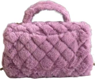 Generic Handle Tote Bag Fur Classic Leather Cover With Chain Strap, Compatible For Shoulder Sling(G)