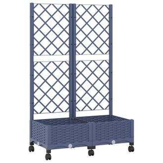 vidaXL Jardinera Con Enrejado Y Ruedas Gris Azulado 80 X 40 X 131,5 Cm Vidaxl