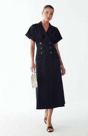 Willa Elsie Midi Dress in Black at Nordstrom, Size 14