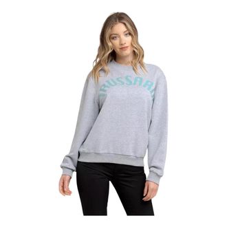 Trussardi Maxi Lettering Grijze Katoenen Trui - Dames - Sweatshirts - Grijs - XS - Katoen - Hoodies & sweatvesten