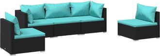 vidaXL 5 Pcs Garden Lounge Set Con Coj&iacute;n De Empuje De Terciopelo