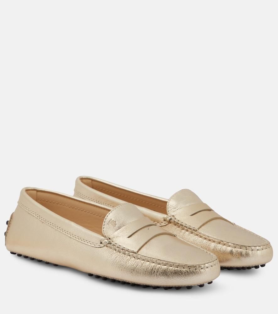 ＊TOD'S＊Gommini Silver sandals Woman SILVER Gommino Driving Shoes in Leather