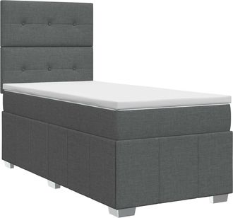 vidaXL Cama Box Spring Con Colch&oacute;n Gris Oscuro 100 X 200 Cm Tela Vidaxl