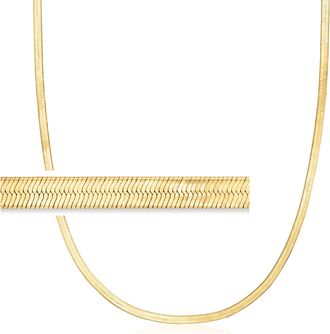 Canaria Canaria Italian 3mm 10kt Yellow Gold Herringbone Necklace