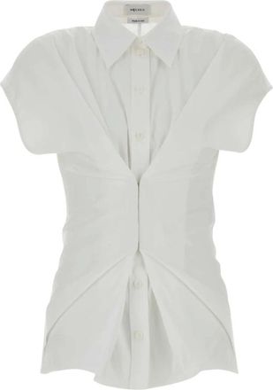 Alexander McQueen Alexander McQueen, Shirts, female, White, Size: XS Gathered Short-Sleeved Shirt