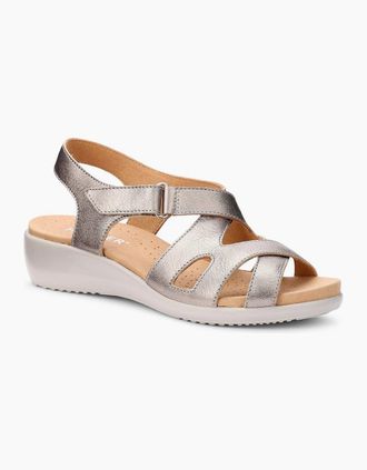 Hotter Womens Eliana Womens Wide Fit Low Wedge Sandals - Silver - Size: 4.5