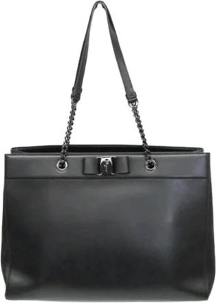 Ferragamo Pre-owned Vara Ez-21 H500 Tote Bag - Dames - Vintage Shopper - Zwart - ONE Size - Leer - Vintage