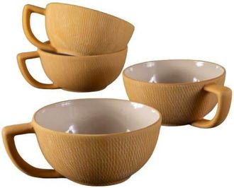 Be Home Crosshatch Latte Mugs - Set of 4 in Marigold at Nordstrom