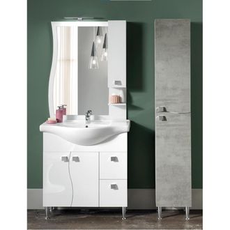 MODO Modo - Mobile Bagno 85 Cm - Bianco Lucido - Piedini - Onda