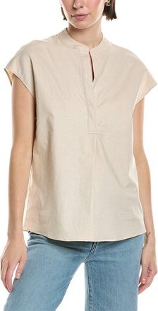 Vince Band Collar Linen-Blend Popover