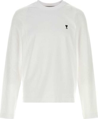 Ami White Solid Crew Neck T-Shirt