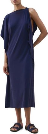 Mango Ruffle Trim Caftan in Blue at Nordstrom, Size Medium