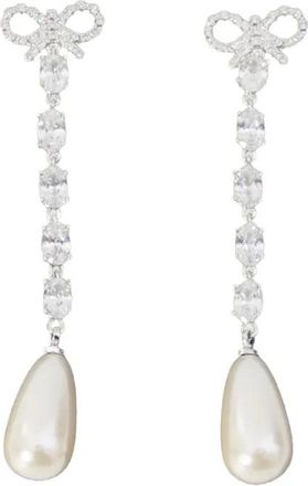 Self Portrait bow droplet earrings - Silver