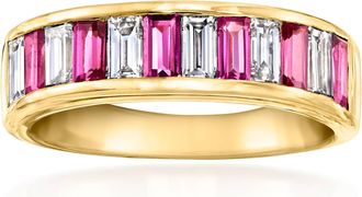 Ross-Simons Rhodolite Garnet and. Lab-Grown Diamond Ring in 18kt Gold Over Sterling