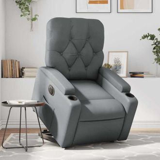 vidaXL Vidaxl - Sill&oacute;n Reclinable Elevable El&eacute;ctrico De Cuero Sint&eacute;tico Gris