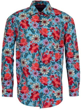 Lords of Harlech Nicoli Button-Up Shirt in Catalan Floral Teal at Nordstrom, Size X-Large