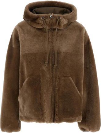 BLANCHA Jassen, Dames, Bruin, XS, Bruine Shearling Jas