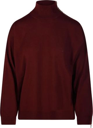 Nude side zip turtleneck sweater - Red