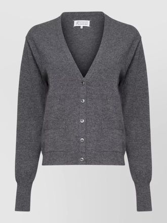 Maison Margiela v neck wool cardigan long sleeves pockets