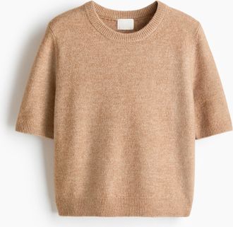 H&M T-Shirt aus Feinstrick - Beige