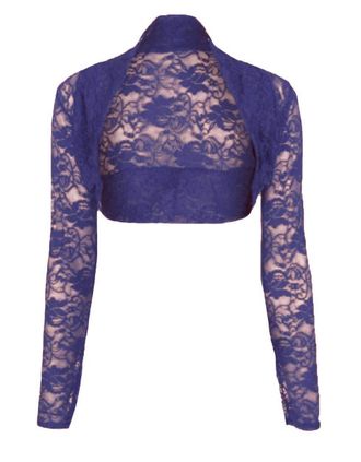 Generic Womens LACE Shrug Cropped Bolero Shrug Girls Sheer Party Fancy Top New lot 8-20 (Navy, M/L UK 12-14)