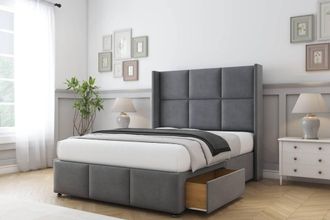 Sloomy Beaumont Coniston Divan Set 2 Drawers-54 Wingback-Footboard in Dark Grey | Size: Double